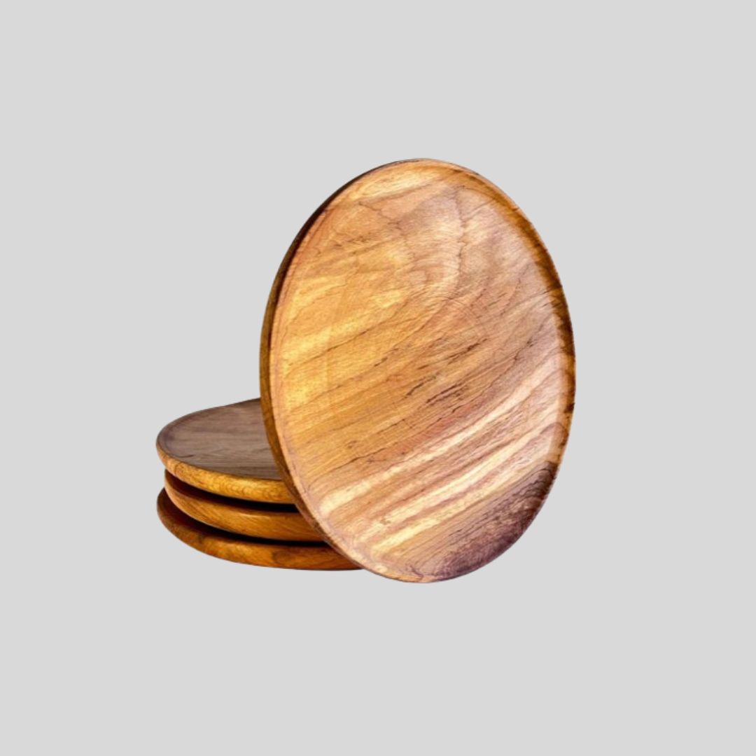 Juego de Platos Redondos de Madera Nativa