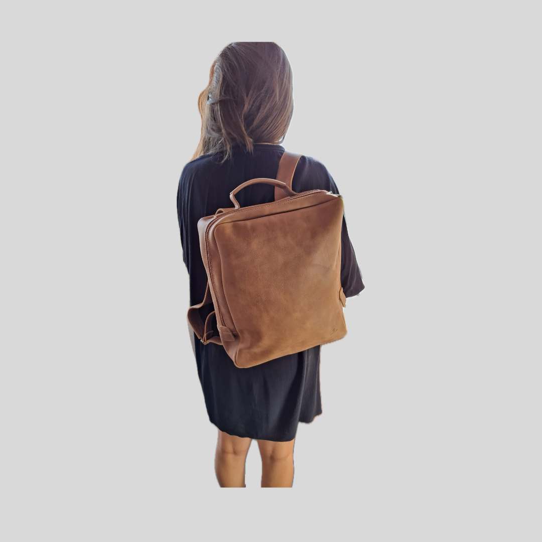 Mochila Cuero Café
