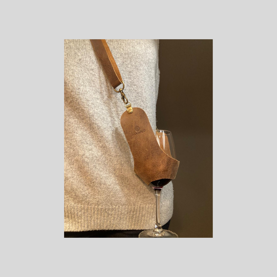 Porta Copa Parrillero Cuero Café